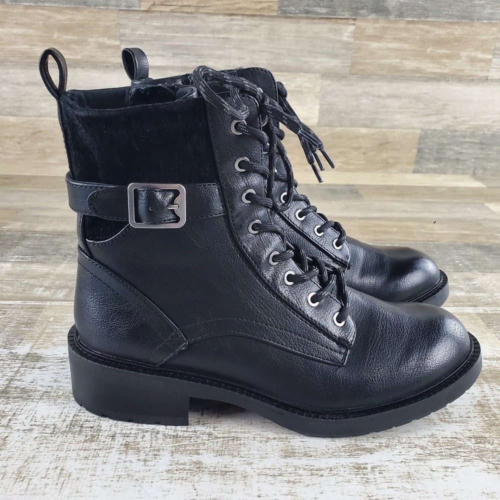 Baretraps Tinsley Mens Booties Boots Sz 8 M Black Leather Lace-Up Side Zipper
